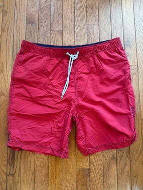 NUATICA Men's Red Swim Trunks with Drawstring LARGE